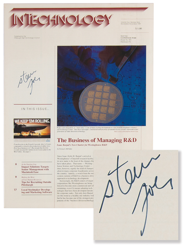 Lot 6025 Steve Jobs Signed 'In Technology' Newsletter (April 17, 1990)