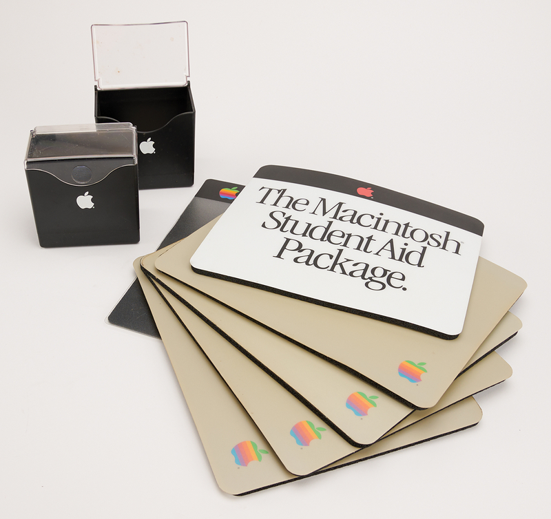 Lot 6130 Apple Office Lot of (6) Mouse Pads and (2) Floppy Disk Storage Boxes