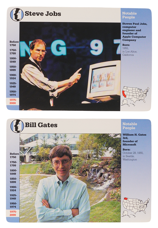 Lot 6145 Steve Jobs and Bill Gates (2) Grolier 'Story of America' Biographical Cards