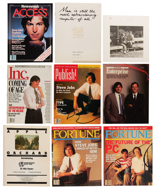 Lot 6028 Paul R. Jobs Personally-Owned Report and Magazine Collection (9), with a 1982 Apple Computer Annual Report