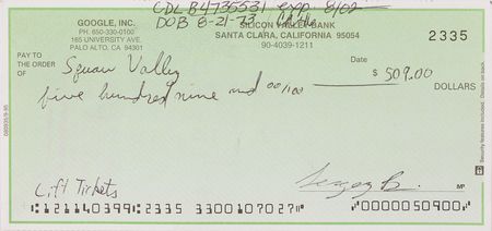 Lot #6163 Google: Sergey Brin Signed Check for