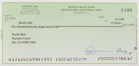 Lot #6164 Google: Larry Page Signed Check to