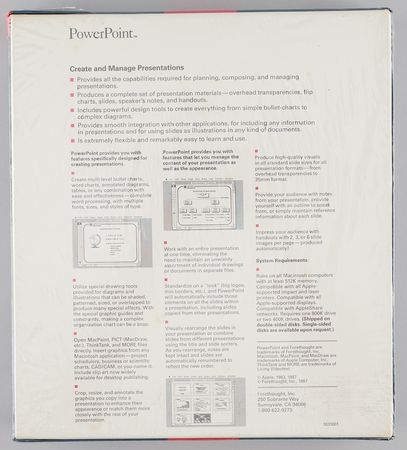 Lot #6185 Forethought: PowerPoint 1.0 Software Box (Unopened) with Forethought, Inc. Board Meeting Presentation (September 16, 1985) - 