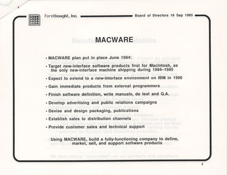 Lot #6185 Forethought: PowerPoint 1.0 Software Box (Unopened) with Forethought, Inc. Board Meeting Presentation (September 16, 1985) - 
