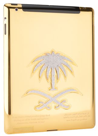 Lot #6100 George H. W. Bush's 24K Gold-Plated, Diamond-Encrusted Apple iPad 2, Presented by King Abdullah of Saudi Arabia - Image 2