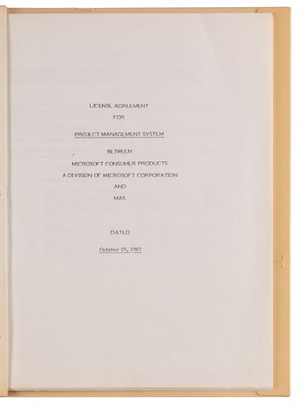 Lot #6166 Bill Gates and Steve Ballmer Signed 'Multipert' License Agreement (October 29, 1982) - An Early Precursor to Microsoft Project - Image 7