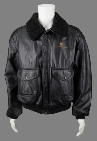 Lot #6144 Apple Sales Awards: 'High Flyer' Leather Bomber Jacket, Gold-Plated Apple/Parker Writing Set, and 