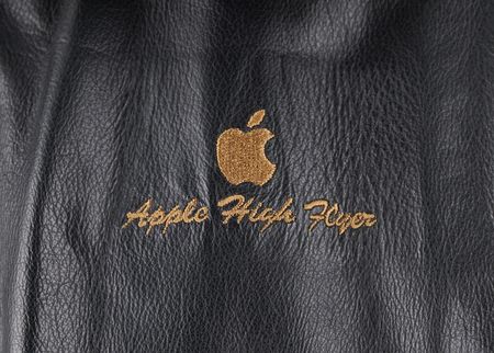 Lot #6144 Apple Sales Awards: 'High Flyer' Leather Bomber Jacket, Gold-Plated Apple/Parker Writing Set, and 