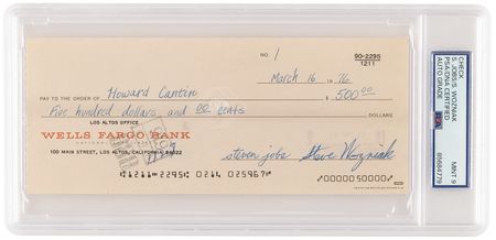 Lot #6000 Steve Jobs and Steve Wozniak Historic Signed 1976 Apple Computer Check (No. 1) to Howard Cantin, Designer of the Apple-1 Printed Circuit Board - PSA MINT 9 - Image 4