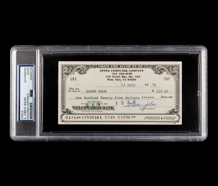 Lot #6001 Steve Jobs Signed 1976 'Apple Computer Company' Check (#181) - Payable to Apple's First Seed Investor, Elmer Baum - Image 1