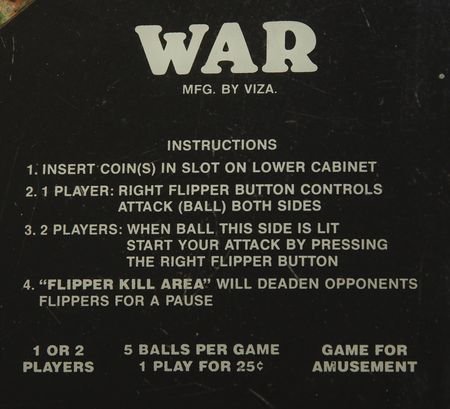 Lot #6193 Viza: WAR Pinball Machine (1978) - Fully Functional - Image 6