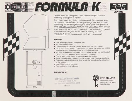 Lot #6190 Atari: Gran Trak 10 and Formula K Collection of Technical and Promotional Arcade Materials - Image 3