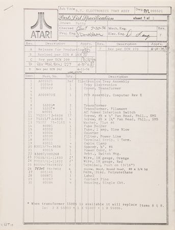 Lot #6190 Atari: Gran Trak 10 and Formula K Collection of Technical and Promotional Arcade Materials - Image 5