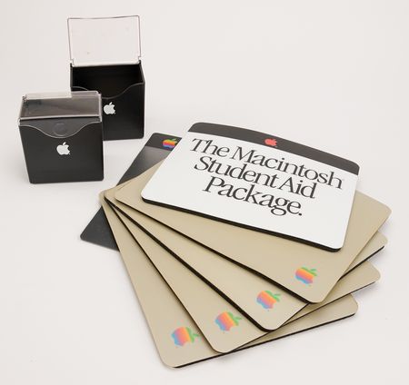 Lot #6130 Apple Office Lot of (6) Mouse Pads and (2) Floppy Disk Storage Boxes - Image 1