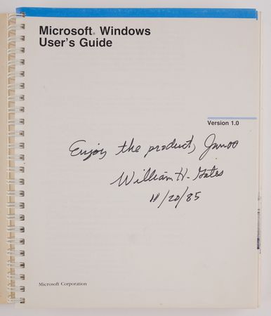 Lot #6167 Bill Gates Signed ?User?s Guide? for Microsoft Windows 1.0 - Obtained at the 1985 COMDEX Convention - Image 2