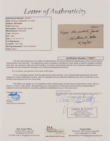 Lot #6167 Bill Gates Signed ?User?s Guide? for Microsoft Windows 1.0 - Obtained at the 1985 COMDEX Convention - Image 6