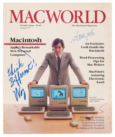 Lot #6033 Steve Jobs and Steve Wozniak Signed Issue of Macworld #1 - Image 1