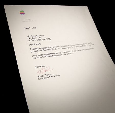 Lot #6022 Steve Jobs Typed Letter Signed to AppleWorks Creator Rupert 'Robert' Lissner: 