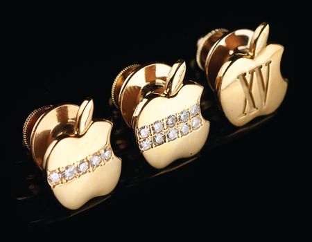Lot #6202 Apple Computer Employee Service Award Pins (3) - 5, 10, and 15-Year Gold and Diamond Pins - Image 1
