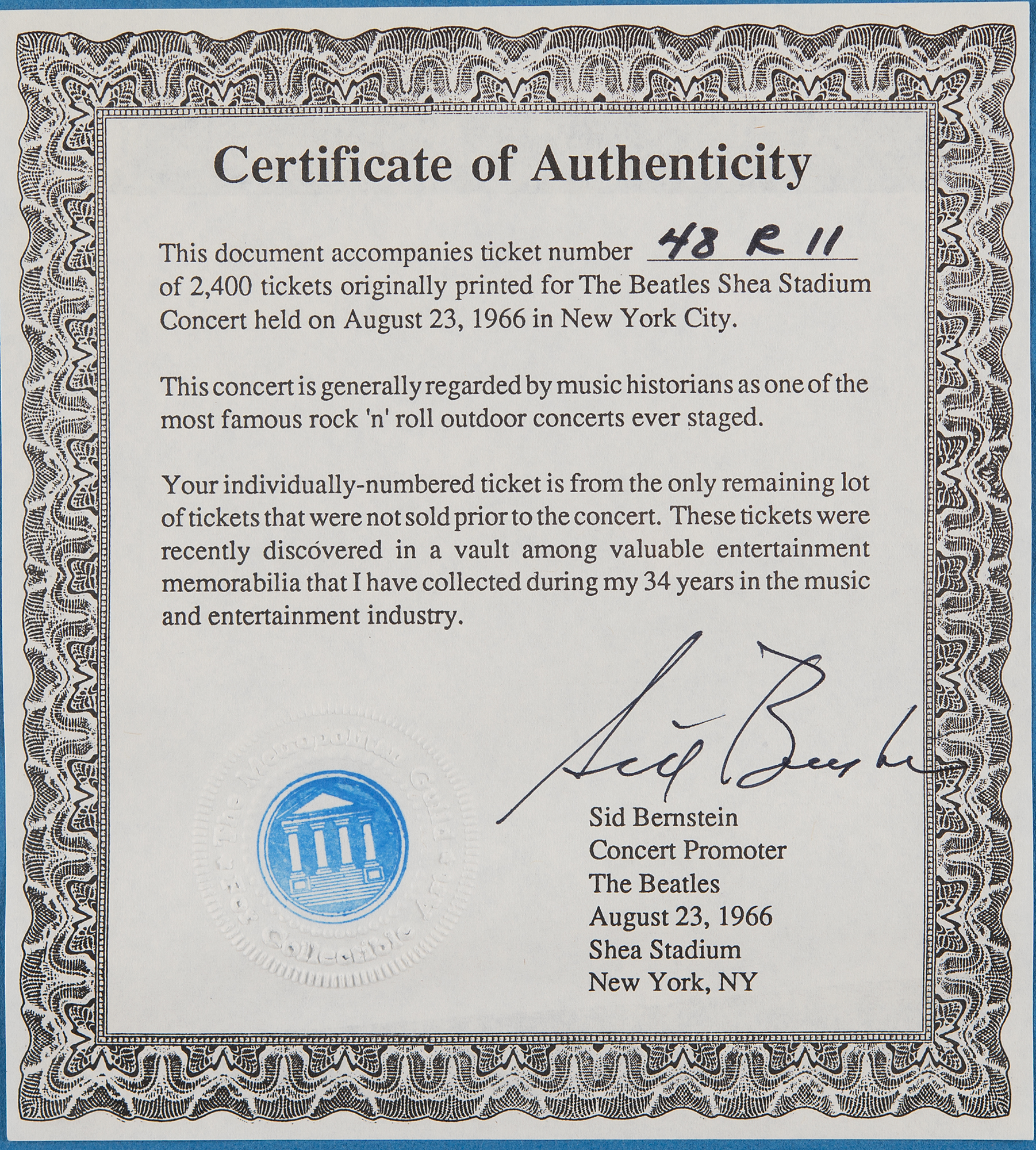 Beatles 1966 Shea Stadium Concert Ticket and Flyer | RR Auction