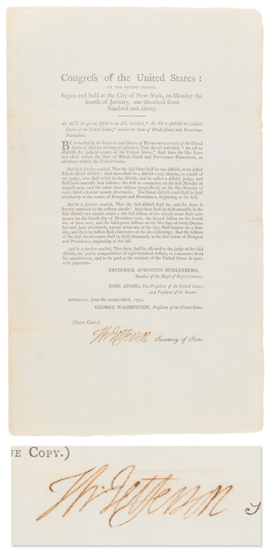 Lot 6 Thomas Jefferson Document Signed as Secretary of State, Promoting Desalination of Sea Water for American Ships