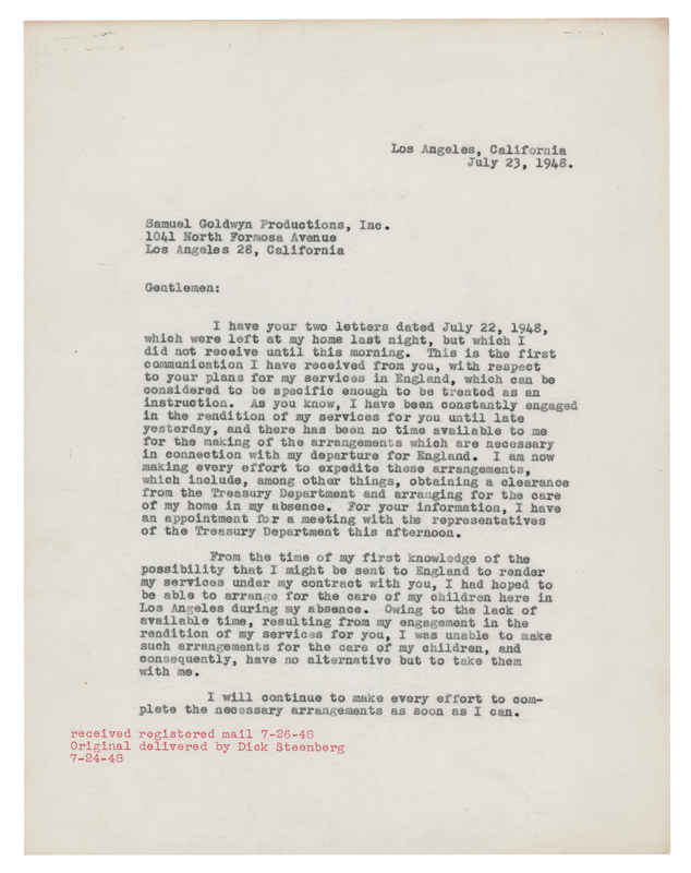 Lot 774 David Niven Typed Letter Signed