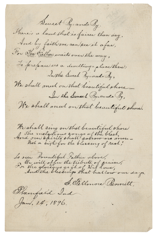 Lot 650 Sanford Fillmore Bennett Autograph Lyrics Signed - 
