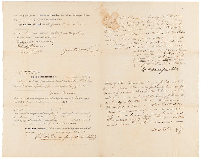 Lot 23 William Henry Harrison Document Signed - Four Months Before the 1836 Presidential Election