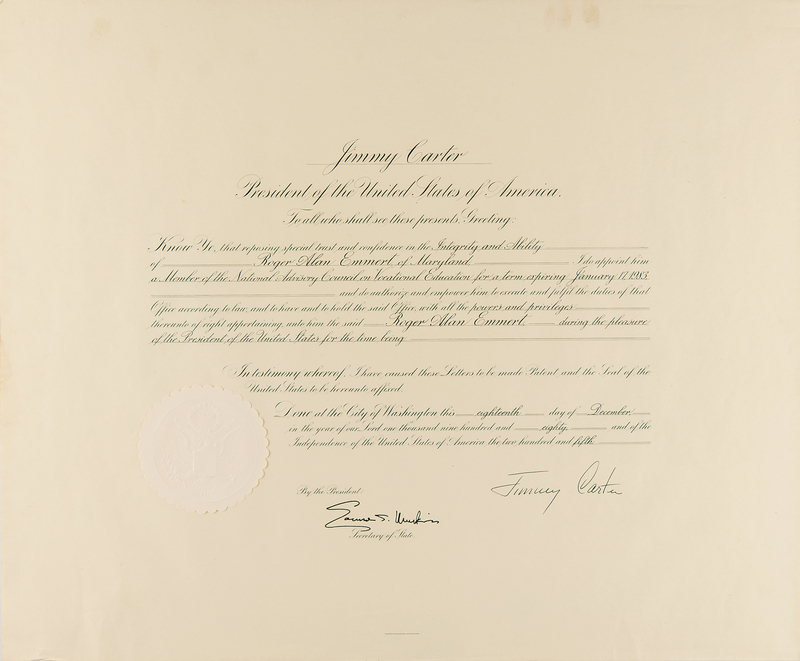 Lot 91 Jimmy Carter Document Signed as President