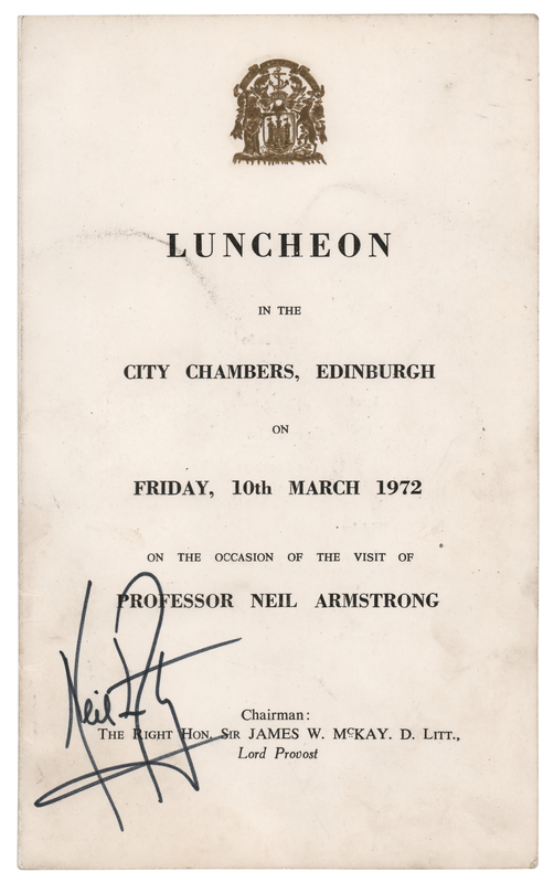 Lot 525 Neil Armstrong Signed Menu