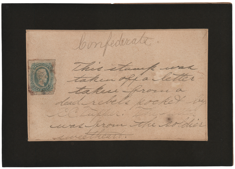 Lot 470 CSA Battlefield Stamp Found in the Pocket of a Dead Confederate Soldier