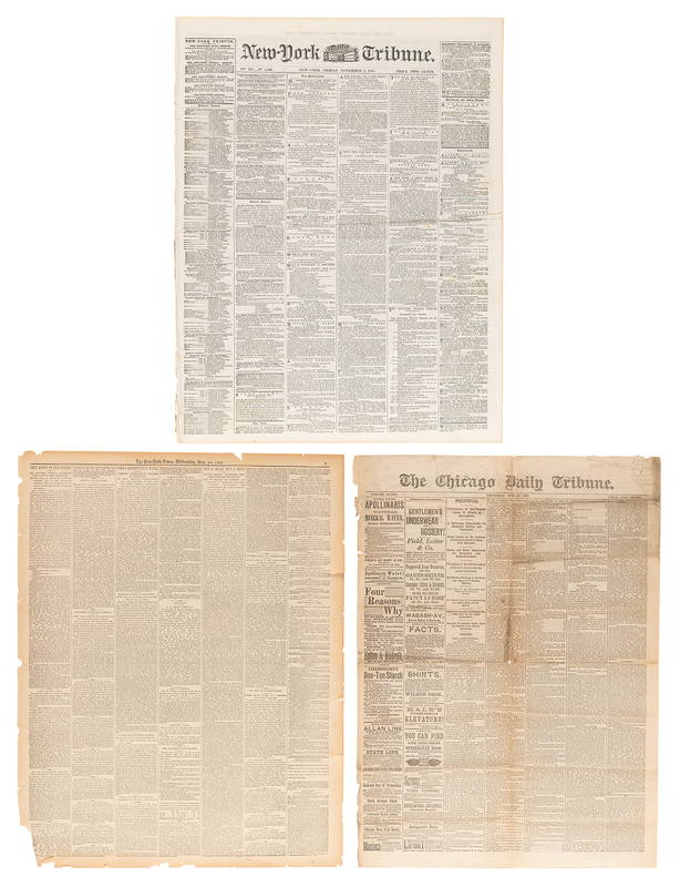 Lot 382 Indian War and Wild West-Era Newspapers and Articles