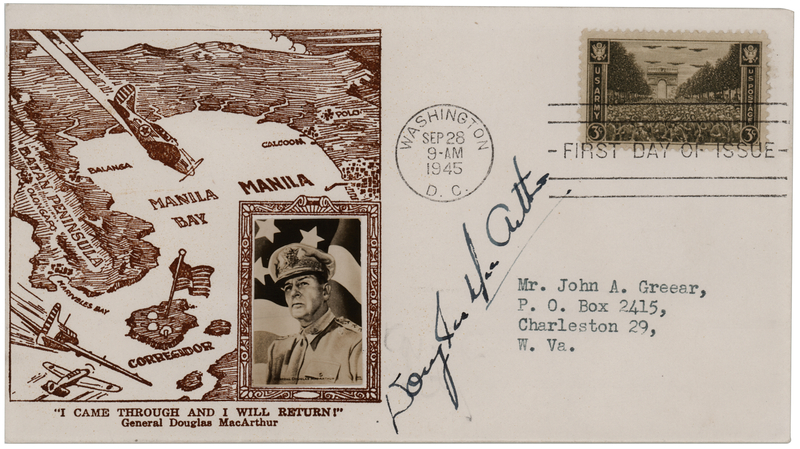 Lot 488 Douglas MacArthur Signed First Day Cover