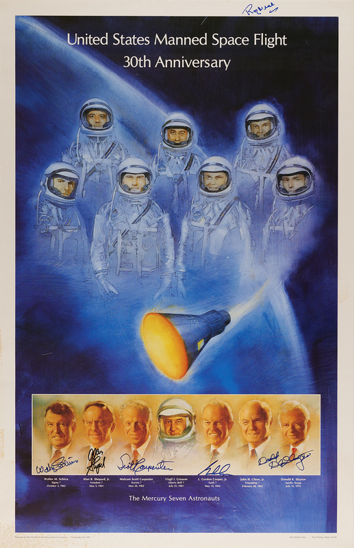 Lot 531 Mercury Astronauts Multi-Signed (5) Poster - 22? x 34?