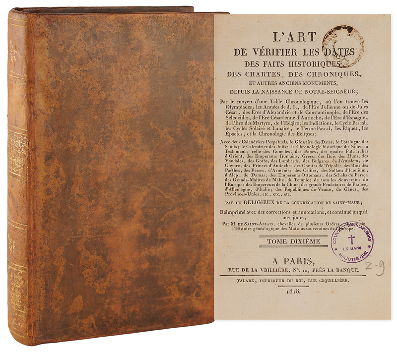 Lot 448 Napoleon's Personally-Owned Book from His Library at St. Helena - L'Art de Vérifier les Dates des Faits Historiques