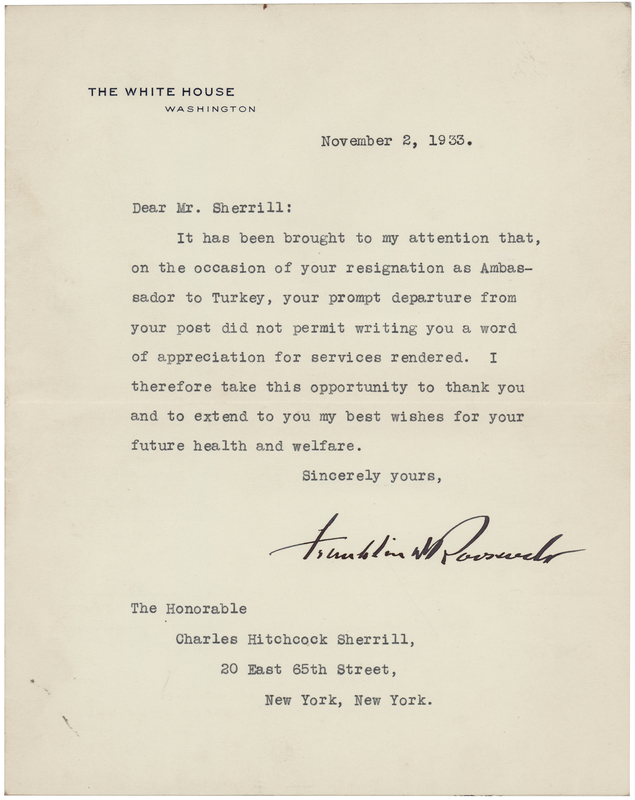 Lot 197 Franklin D. Roosevelt Typed Letter Signed as President