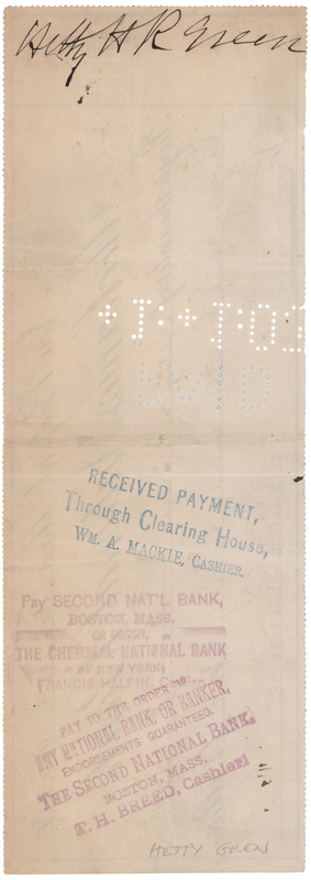 Lot 376 Hetty Green Signed Check
