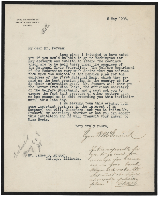 Lot 401 Cyrus McCormick, Jr. Typed Letter Signed