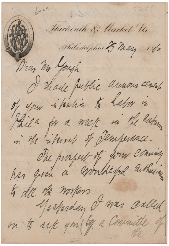 Lot 431 John Wanamaker Autograph Letter Signed, Arranging a Temperance Speech