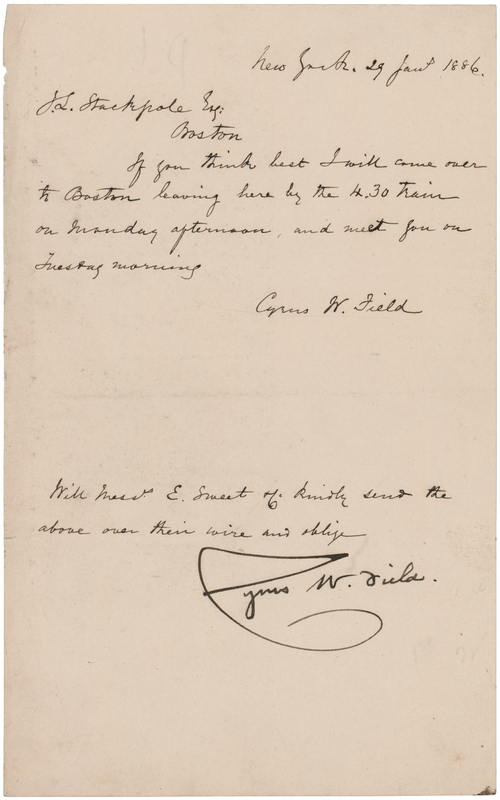 Lot 369 Cyrus W. Field Letter Signed