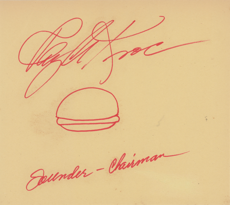Lot 395 Ray Kroc Signed Hamburger Sketch