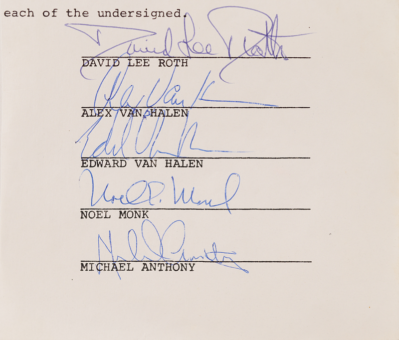 Lot 688 Van Halen Signatures