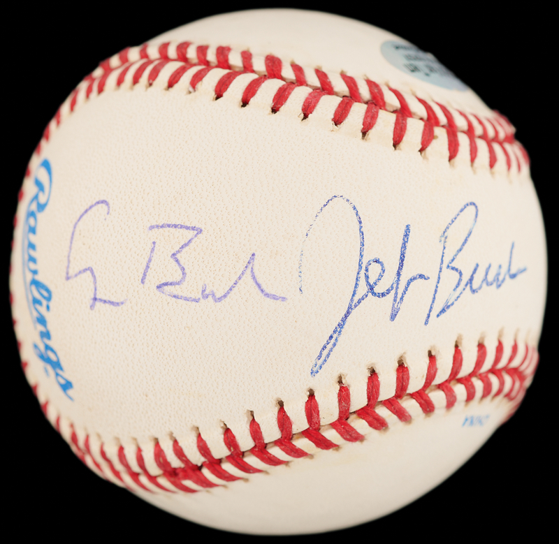 Lot 88 George, George W., and Jeb Bush Signed Baseball