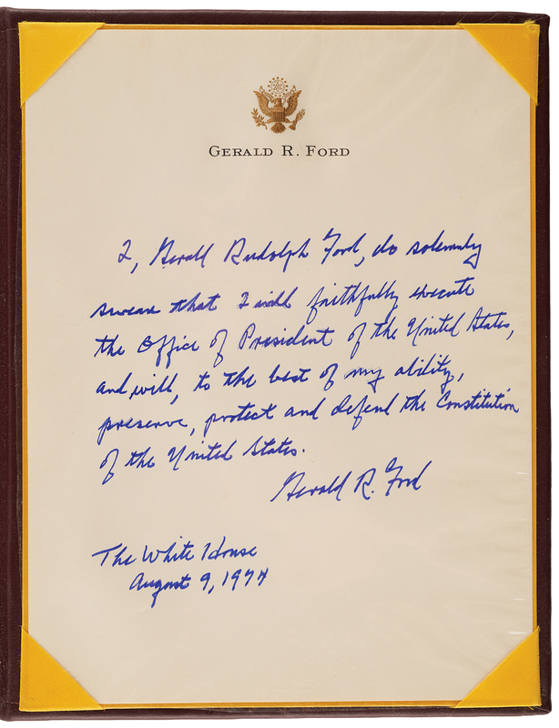 Lot 104 Gerald Ford Autograph Quotation Signed - Presidential Oath of Office: 