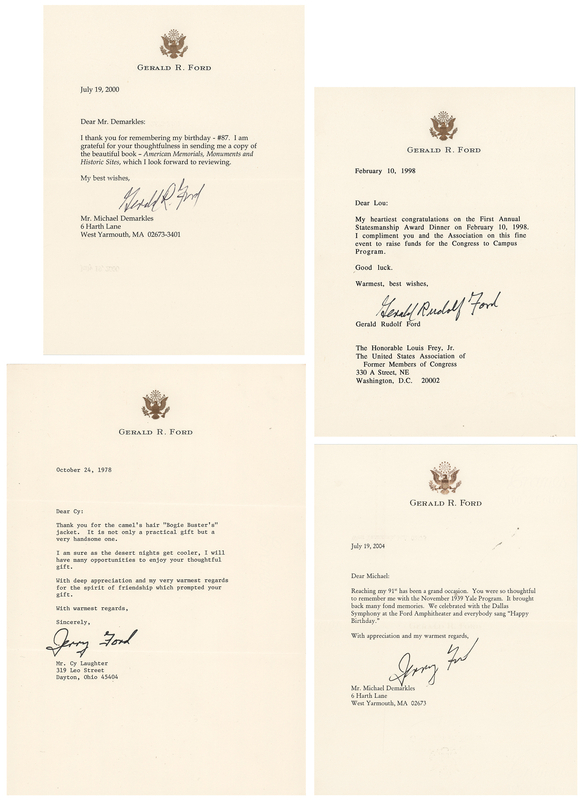 Lot 108 Gerald Ford (4) Typed Letters Signed