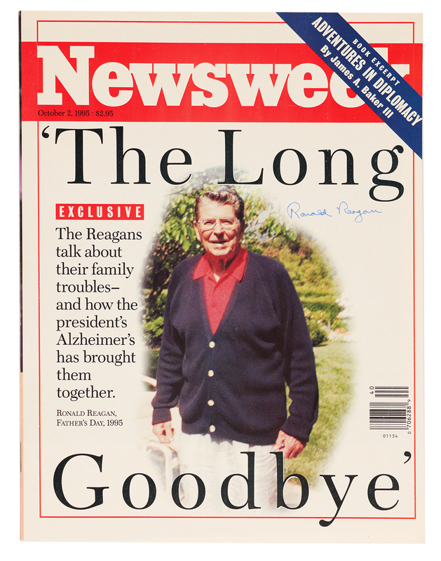 Lot 181 Ronald Reagan Signed Newsweek Magazine - 'The Long Goodbye'