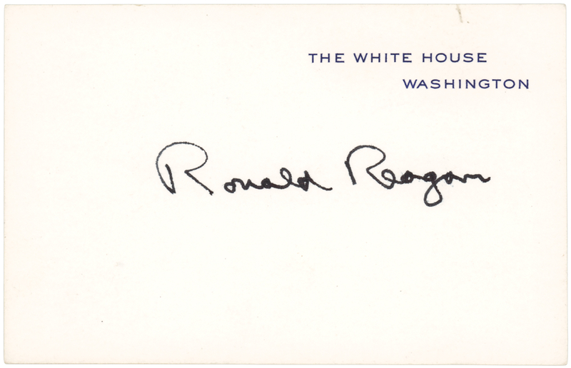 Lot 62 Ronald Reagan Signed White House Card