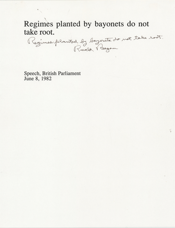 Lot 182 Ronald Reagan Autograph Quotation Signed: 