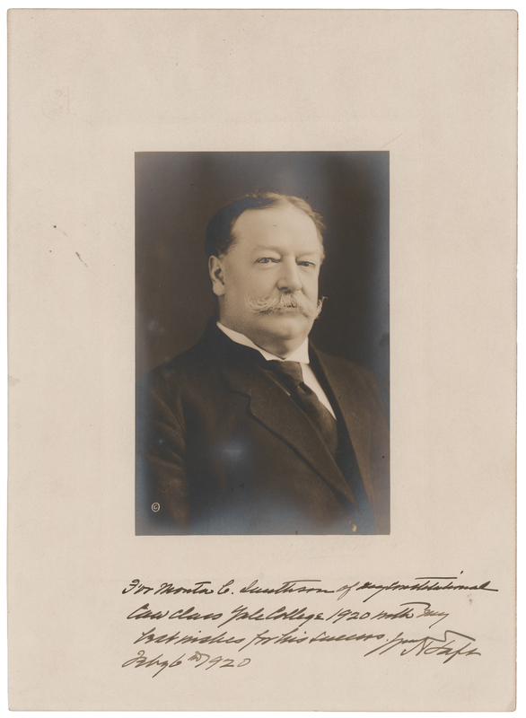 Lot 204 William H. Taft Signed Photograph to a Yale Law Student