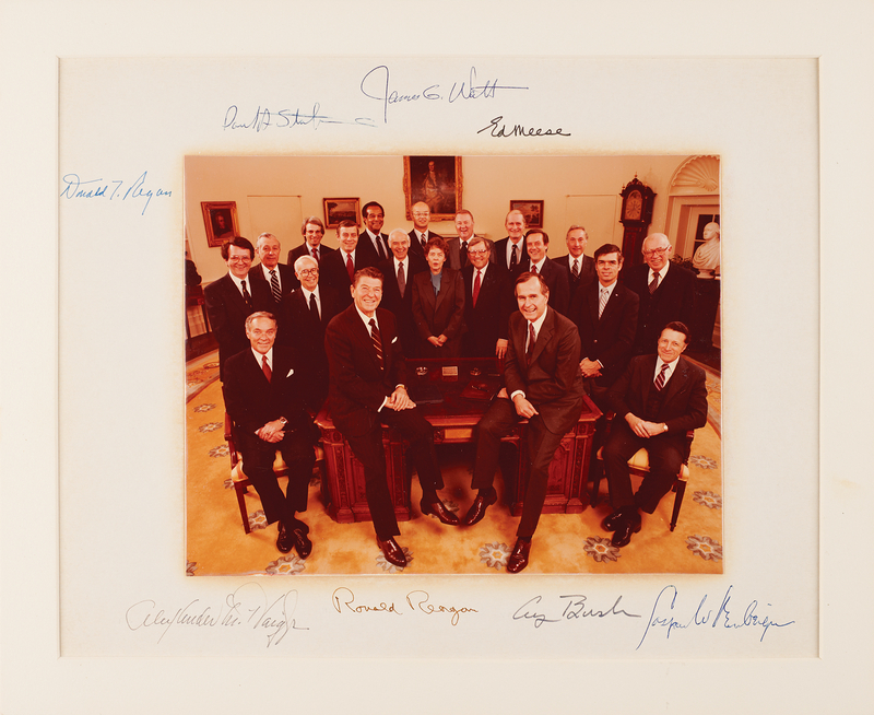 Lot 65 Ronald Reagan, George Bush, and Cabinet Oversized Signed Photograph